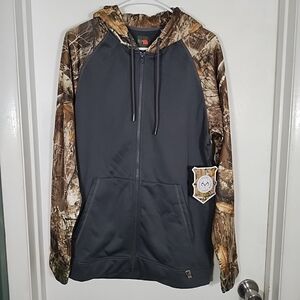 Realtree Edge Men's M Full Zip Hooded Sweatshirt Gray/Camo Russell Outdoors NWT